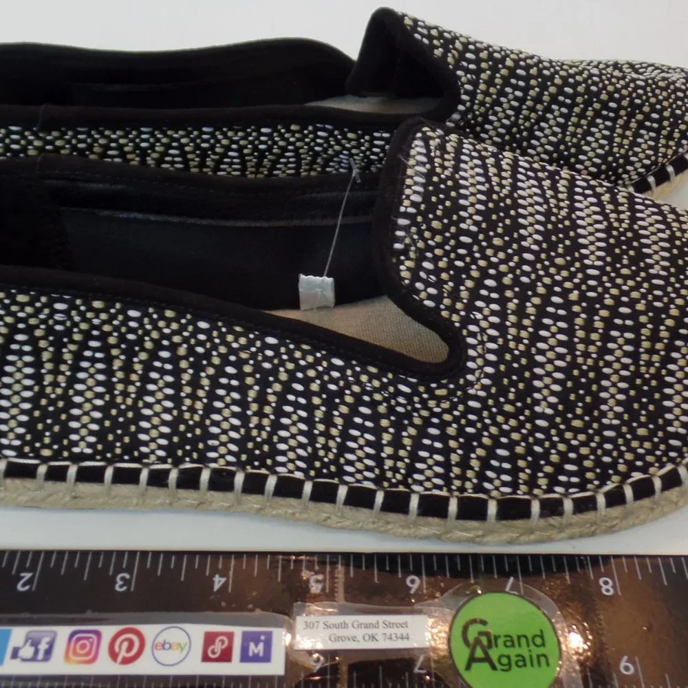 Universal Thread Carly Womens Black Woven Espadrille Flat Slip on 9.5 - Picture 11 of 13